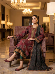 RTS | 3PC Digital Printed Suit with Ready-to-Wear Lace Dupatta