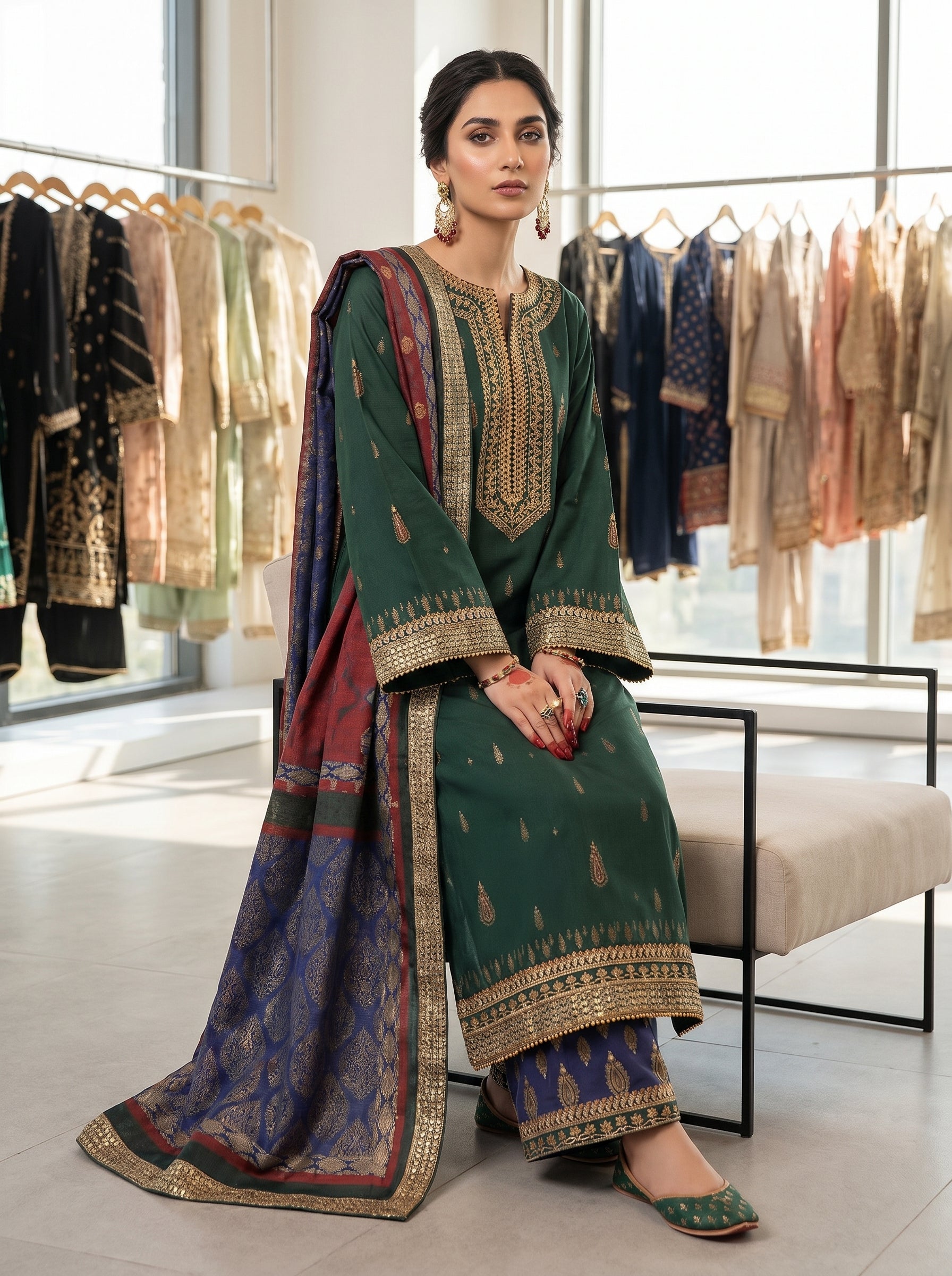 RTS | 3PC Digital Printed Suit with Ready-to-Wear Lace Dupatta