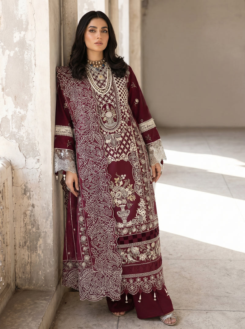RTS | 3PC Luxury Heavy Embroidered Suit with Cotton Net Dupatta