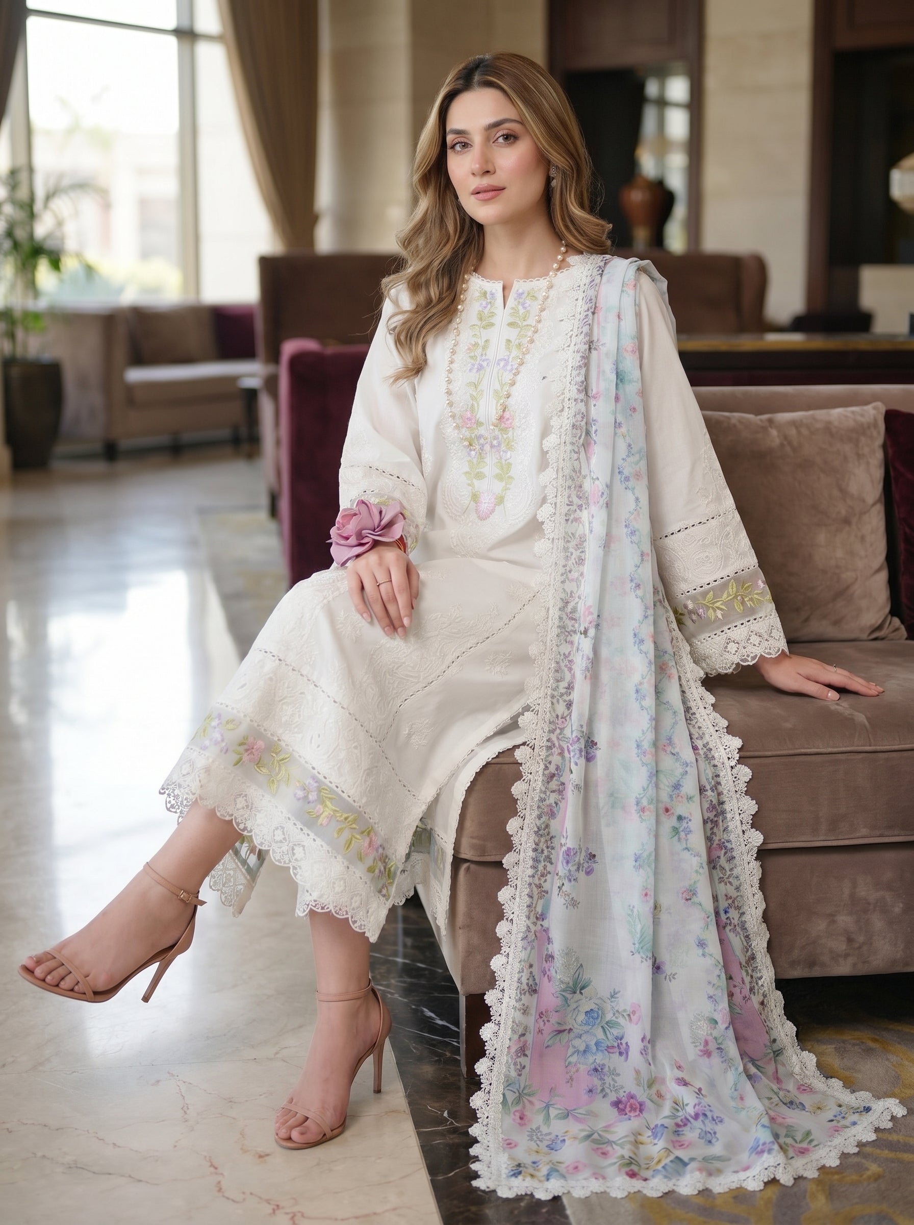 RTS | 3PC Heavy Embroidered Suit with Voile Dupatta
